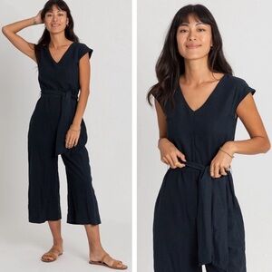 Gracemade Madewell Shalom
Linen Blend Cropped Jumpsuit Blue Size Large